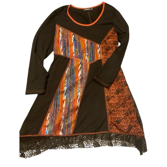 Papa Vancouver sweater Dress Black/Orange Size L - Picture 3 of 12